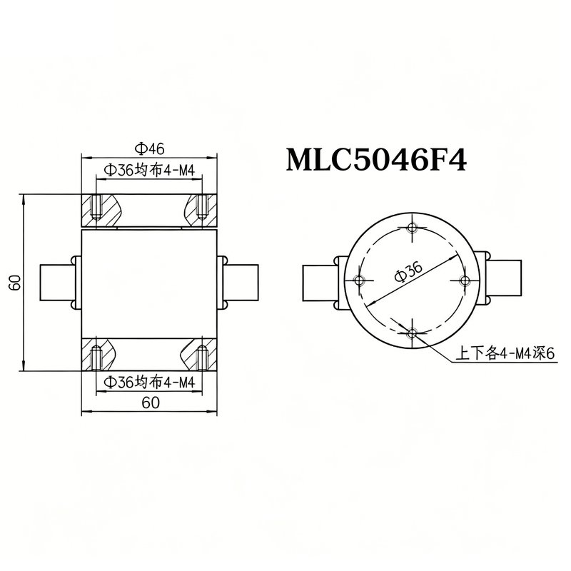 MLC5046F4 圆柱型四分力测力传感器 FxFyFzMz MLC5046F4 圆柱型四分力测力传感器 FxFyFzMz