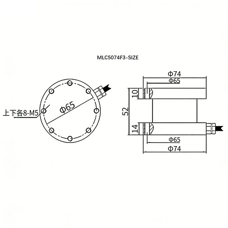 MLC5040F3 圆柱式三分力测力传感器 FxFyFz MLC5040F3 圆柱式三分力测力传感器 FxFyFz