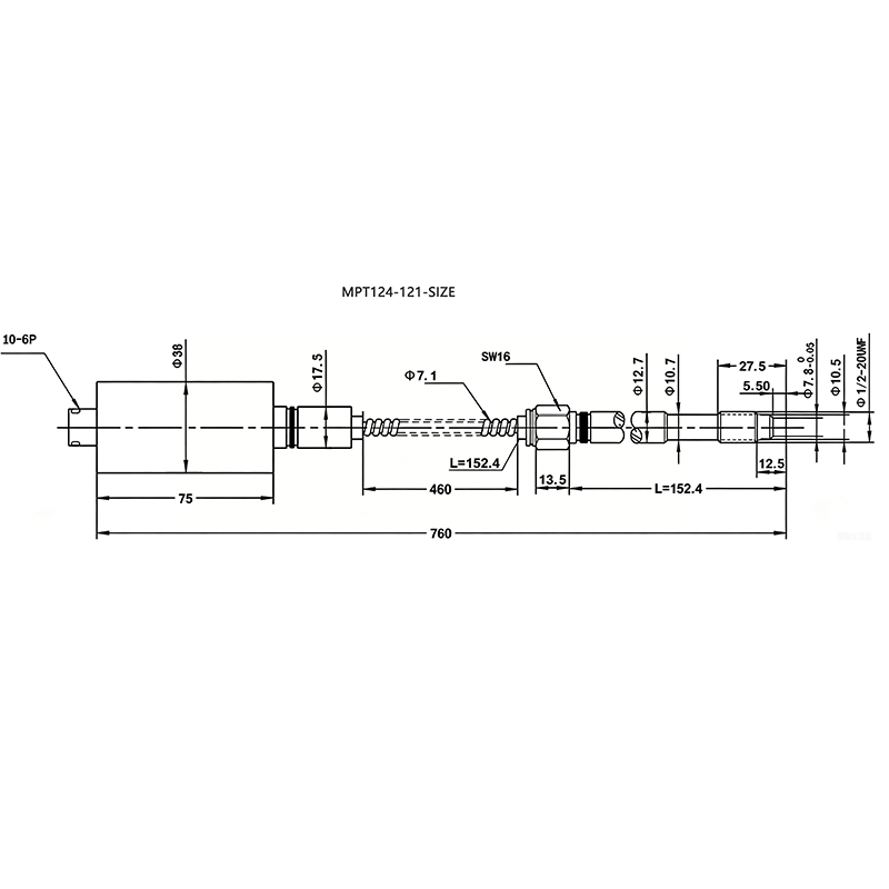 MPT124-121软管型高温熔体压力传感器 0-2000bar MPT124-121软管型高温熔体压力传感器 0-2000bar