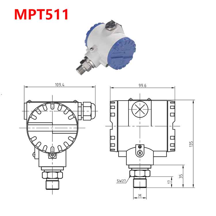 MPT511 4-20mA 0-10vdc industry 工业壳体压力变送器